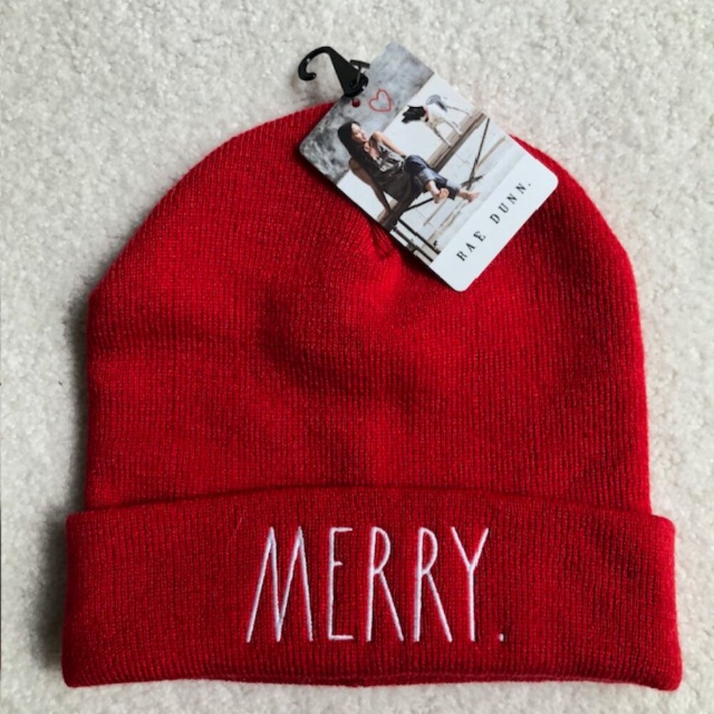 SALE - Rae Dunn MERRY Knit Beanie Hat Christmas Toque,  NWT